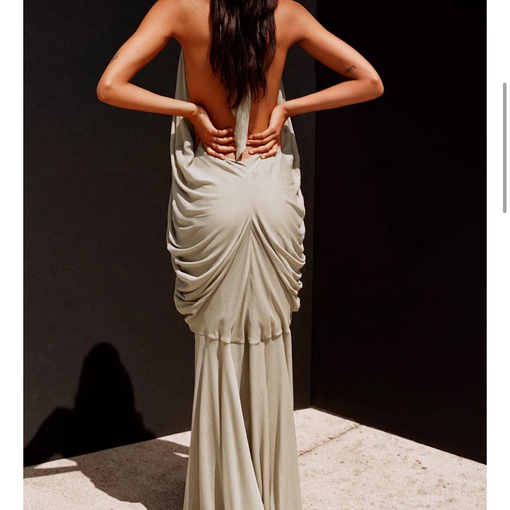 Chic Backless Beige Maxi Dress - Picture 2 of 4